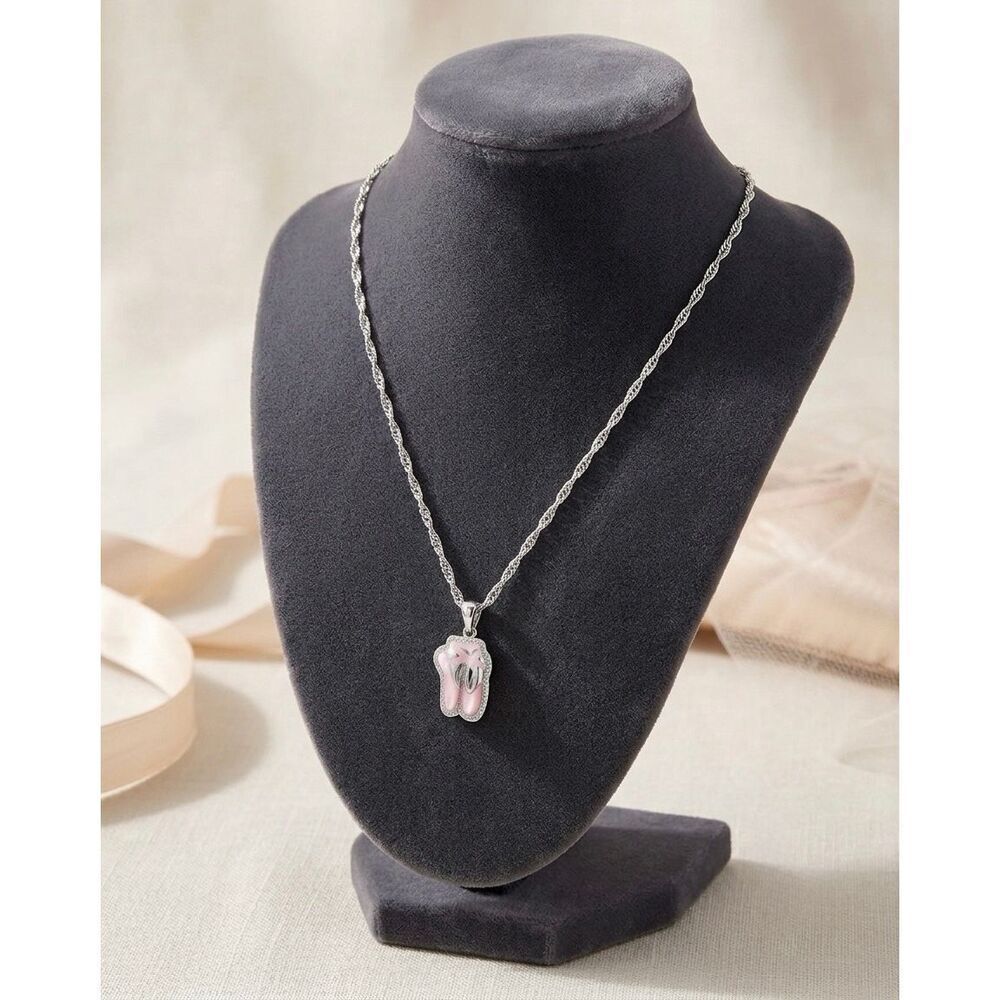 Kendra Scott Pink Ballerina Slipper Pendant Adjustable Necklace Silver Gift New
